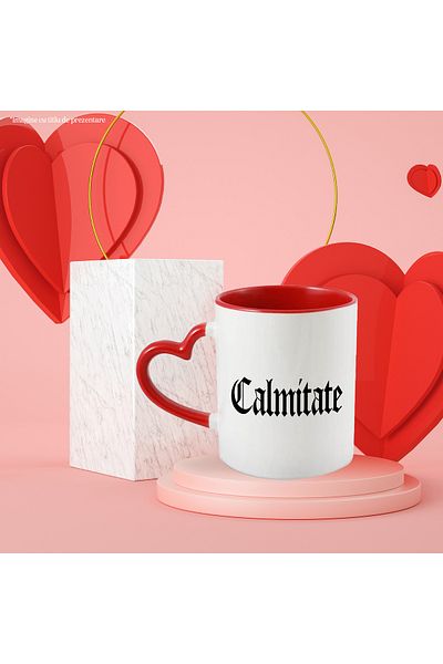 StoryGift Romania Calmness Mug, Motivational Message, Word, Inspirational Text, Self Care, 330ml, With ,STG