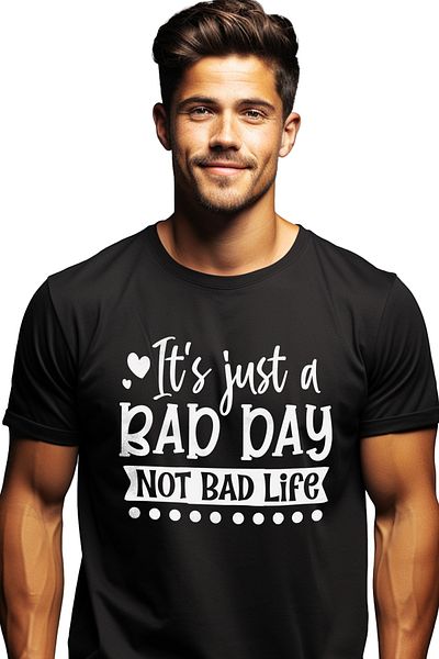 StoryGift Romania Men's T-shirt with hearts and the message "It's just a bad day, not a bad life" with STG print