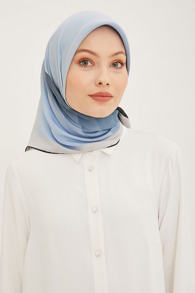 Armine Μεταξωτό φουλάρι Nostalgia Sura 8904DS-13 Ριγέ μοτίβο BABY BLUE-INDIGO