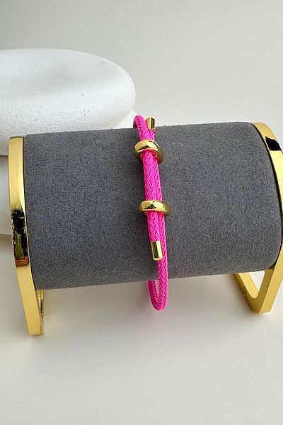 Modex Colorful Knitted Rope Steel Plate Detail Adjustable Bracelet