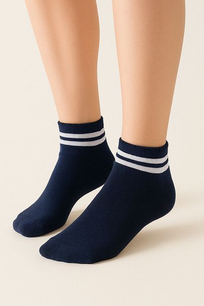 Ducks Socks Дамски тъмносини безшевни бамбукови чорапи до глезена с 6 чифта халки