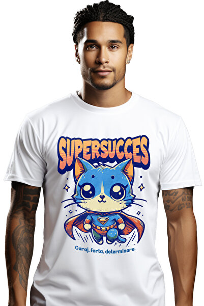 StoryGift Romania Tricou bărbătesc Super Success, Supererou, Pisică Zburătoar...