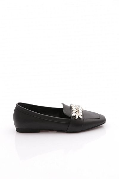 DGN 50085-23Y Women's Crystal Stone Buckle Loafer