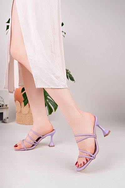 Saltopik Lilac Ribbed Champagne Heeled Slippers