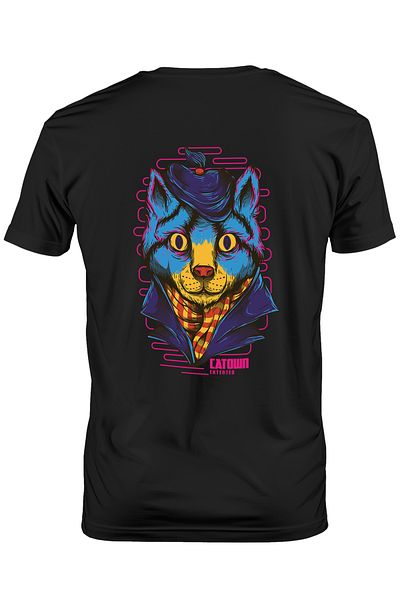 StoryGift Romania Tricou Barbati Cu Portret Pisica Motan IN Tinuta Eleganta Cu Pai IN Codita, Text In EnglezSTG