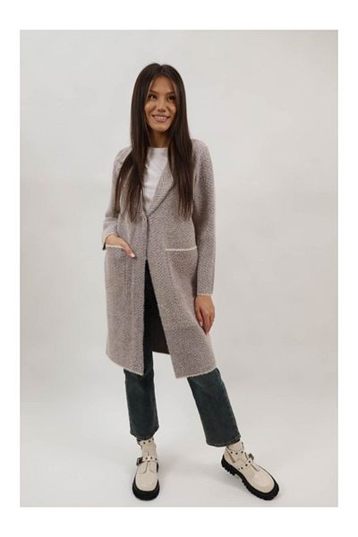 Lamiar Long Coat With Pockets Without Lining Closure With One Button Alcina Waist Only Brown