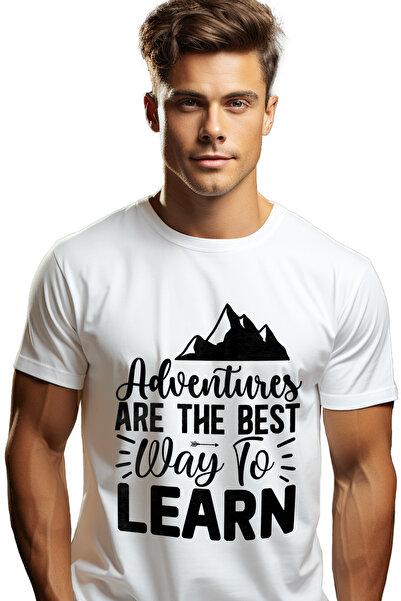 StoryGift Romania Tricou Barbati cu munti si mesajul "Adventures are the best...