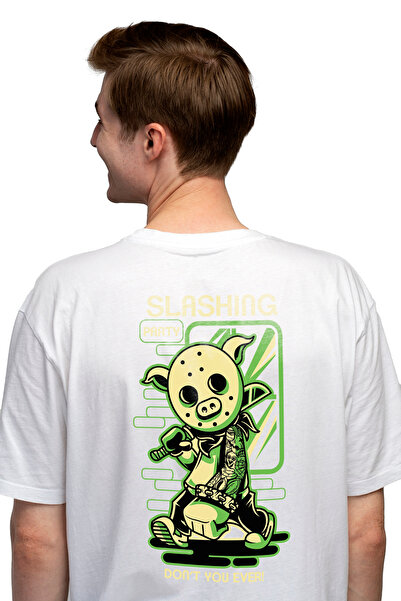 StoryGift Romania Tricou bărbătesc cu bărbat purtând mască de porc și liliac ...