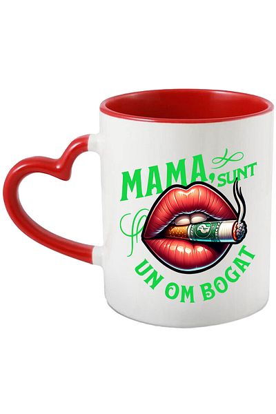StoryGift Romania Mug with Motivational Message Mom I'm a Rich Man, Red Lips Woman, Tutu Cigarette, With ,STG