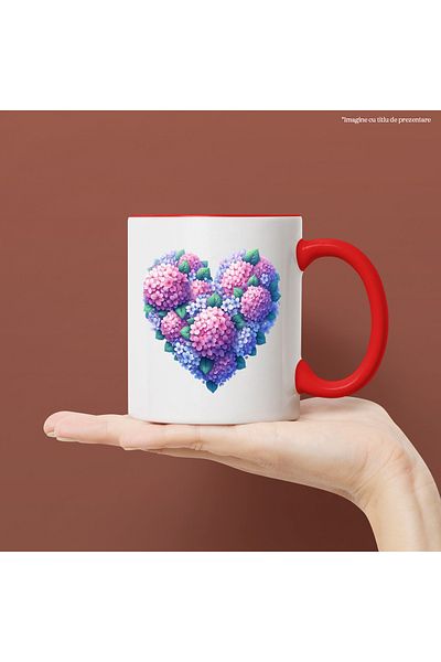 StoryGift Romania Mug with a heart made of lilac flowers, illustration, purple, plants, love, , With ,STG