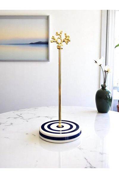 ferayhome Paper Towel Holder Roll Napkin Holder Kitchen Accessory Ceramic Navy Blue Zebra Gold - Feray Home