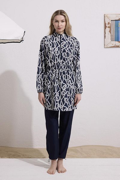 KADRİYE BAŞTÜRK Αλεξίπτωτο Μαγιό Hijab Σετ Μπλε Navy Blue
