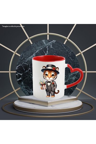 StoryGift Romania Mug with a tiger, illustration, hat, gift, popcorn, but for the girlfriend, Vale, Cu, STG