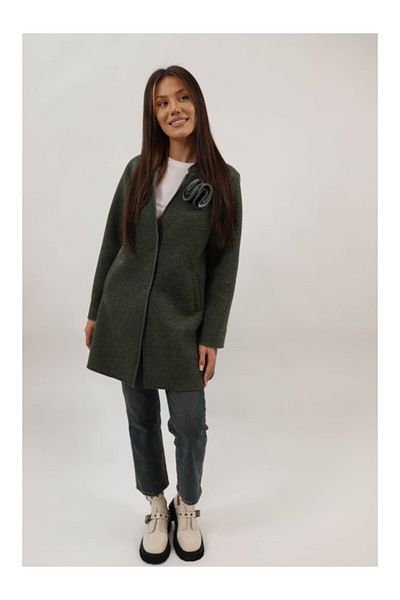 Lamiar FLOWER MIDI COAT WITH POCKET UNLINED AMADORA BUTTON CLOSURE ONE SIZE WAIST Khaki