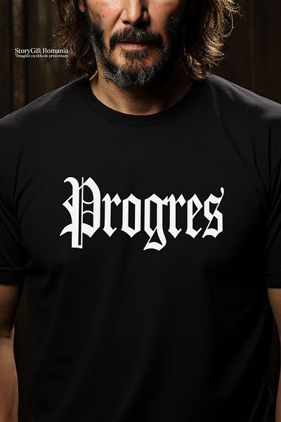 StoryGift Romania Tricou bărbătesc Progres, mesaj motivațional, cuvânt, text inspirațional, îngrijire personală cu imprimeu STG