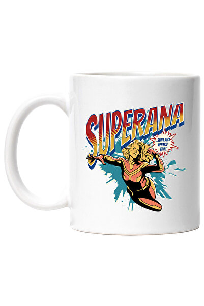 StoryGift Romania Cana Super Ana, SuperErou Sunt Aici Pentru Tine, 330ml, Ceramic cu Maner Alb, Cu Mane,STG