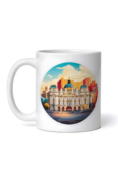 OEM Cană albă personalizată, Palatul Regal București, INOVATIX®. 330ml