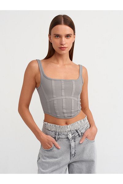 Dilvin 3793 Model Gray Corset Top