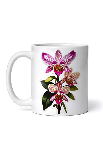 OEM Cană albă personalizată, Orhidee zygopetalum, INOVATIX®. 330 ml