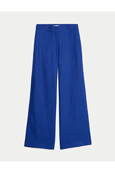Marks & Spencer Wide Leg Saf Keten Pantolon