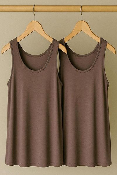 COTENCONCEPT Μπλουζάκι 2 τεμαχίων A-Line Plus Size Βαμβακερό χοντρό λουράκι
