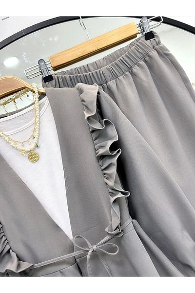 VOLT CLOTHİNG Kadın Nilüfer Fırfırlı Klasik İkili Takım