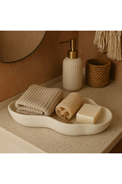 MYELFA Asymmetrical Decorative Textured Plate, Bathroom Organizer, Key and Ca...