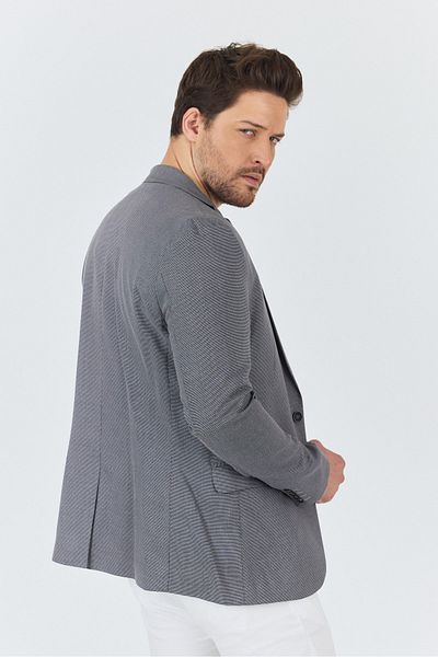 Frappoli Ανδρικό αθλητικό μπλέιζερ Zenova με υφή Navy-Gray από ύφασμα Polyviscon Slim Fit