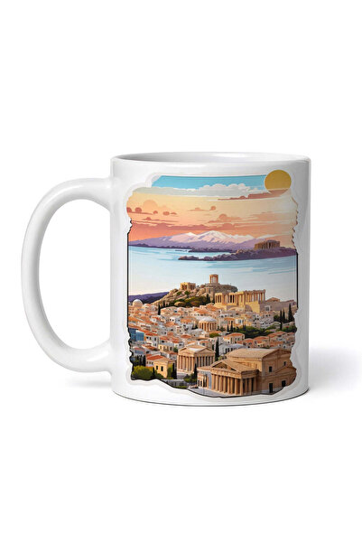 OEM Εξατομικευμένη Λευκή Κούπα, Τοπίο της Πόλης των Αθηνών, Inovatix®. 330ml