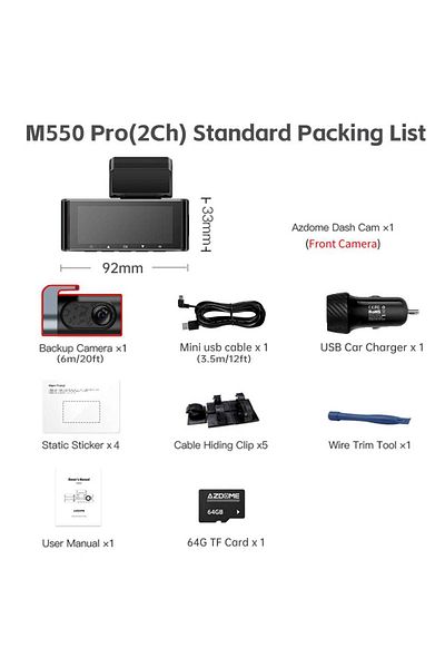 Choice Free 64g Tf M550 Pro (2CH) Azdome M550 Pro 5.8ghz Wifi 2/3 Channel Dash Cam 4k 1080p Built-in Gps 3.