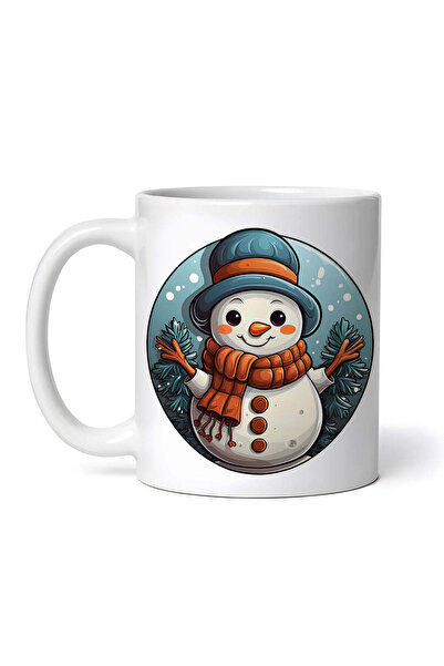 OEM Cană albă personalizată, Om de zăpadă cu pălărie albastră, Inovatix®. 330 ml