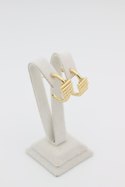 XUPING JEWELRY Stil Incisi/ 14 Ayar Altın Kaplama Çizgili Model Küpe