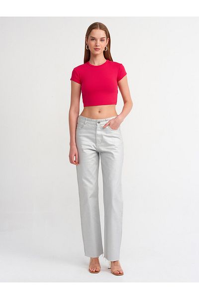Dilvin 30936 Body-Fuchsia Crop Top