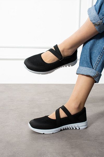 Jackers Elastic Mesh Leather Detailed Stylish Aqua Ballerinas