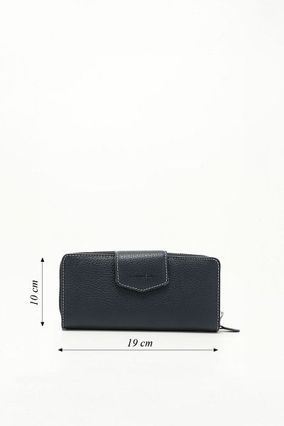 GÖNDERİ(R) Women's Navy Blue Anthracite Horizontal Genuine Leather Wallet