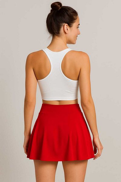 gigigiyim Sandy Fabric Women's Tennis Skirt with Shorts Red