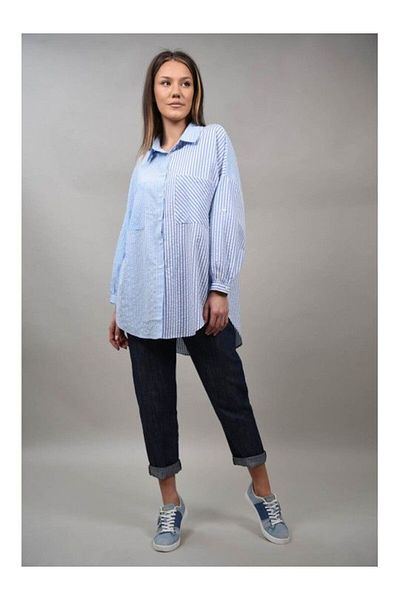 Y TWO WOMEN Camasa Oxford In Dungi Balocco Talie Unica Albastru