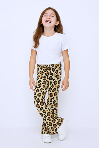 HÇM Girls' Tights with Leopard and Heart Pattern İ Flared 62