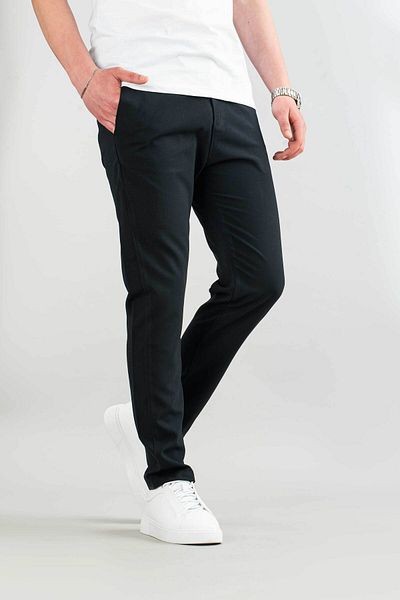 bombe Men's Navy Blue Flexible Lycra Ankle Length Casual Comfortable Side Pocket Fabric Trousers