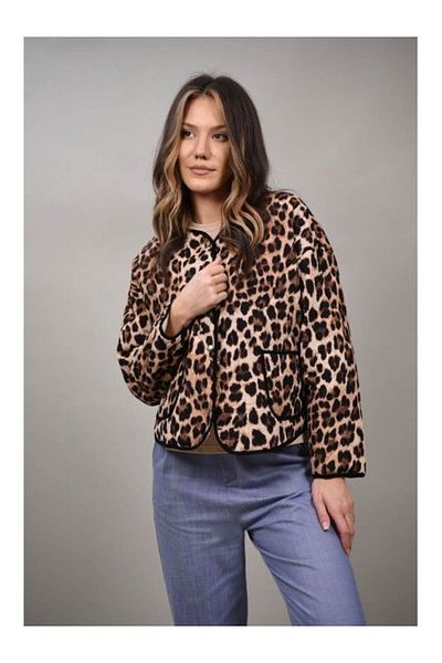 FASHIONLAND Jacheta Imprimeu Cu Capse Matlasata Subtire Montecelio Talie Unica Animal Print