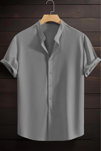 Oksit Laend Slim Fit Flexible Lycra Short Sleeve Court Collar Men's Shirt