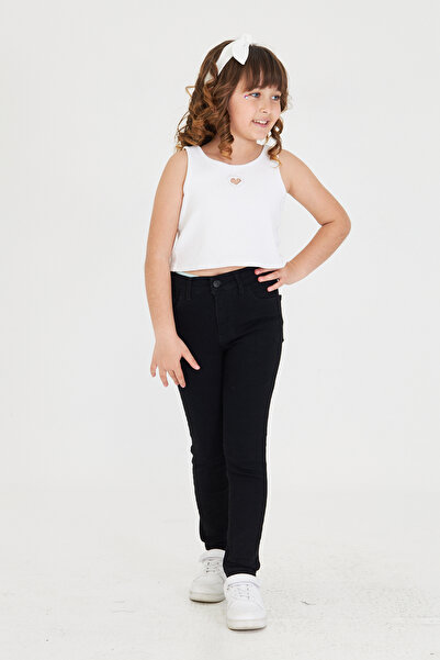 Lexsina Kız Çocuk Siyah Dar Paça Jean Likralı Pantolon LX322