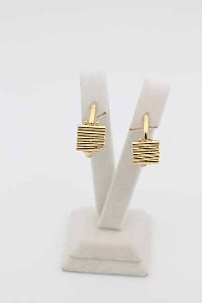 XUPING JEWELRY Stil Incisi/ 14 Ayar Altın Kaplama Çizgili Model Küpe