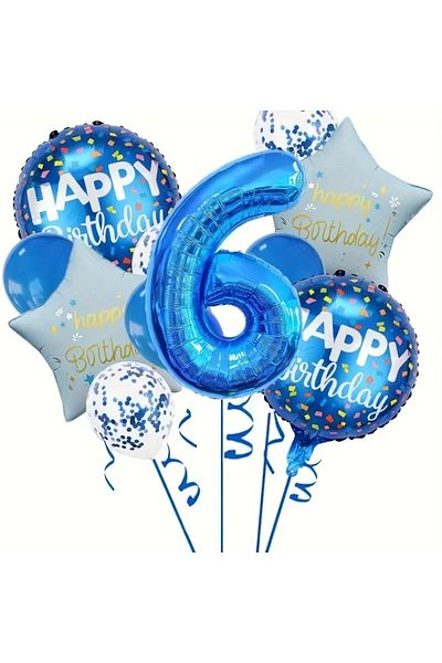 CANSIN 6 Years Old Blue Number Balloon Set