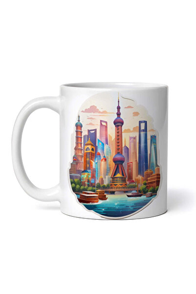 OEM Cană albă personalizată, orașul Shanghai, Inovatix®. 330 ml