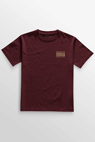 Kretas Unisex bordo crvena T-shirt roditeljska upozorenja minimalna prednja Š...