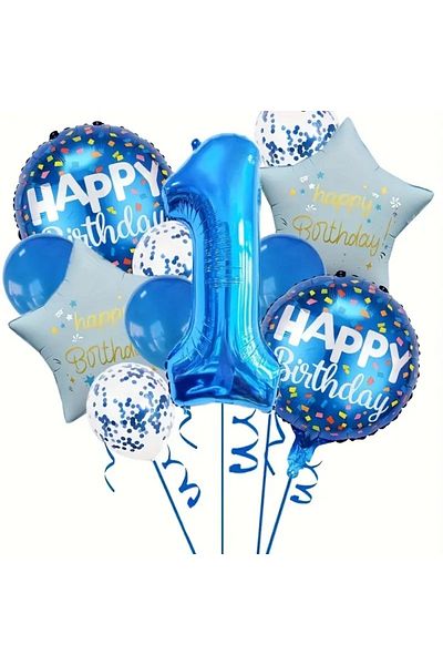 CANSIN 1 Year Old Blue Number Balloon Set