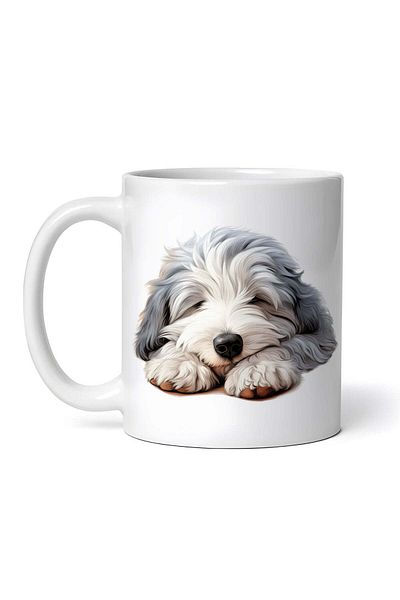 OEM Cană albă personalizată, câine ciobănesc englezesc vechi, INOVATIX®. 330 ml