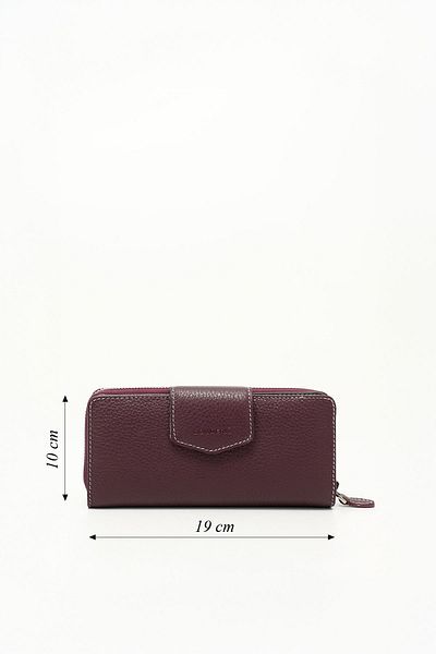 GÖNDERİ(R) Women's Plum Anthracite Horizontal Genuine Leather Wallet