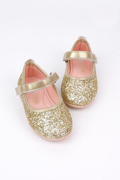 BYŞ Moda Very Light, Very Comfortable Insole, Orthopedic Butterfly Detailed Girl's Ballerina Ballerina Gold Sim